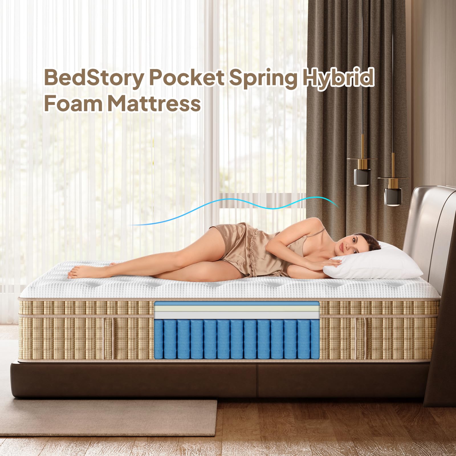 Bedstory Full Mattress, 12 Inch Full Size Hybrid Mattress In A Box With Gel Memory And Pocket Springs, Pressure Relief Medium Pl